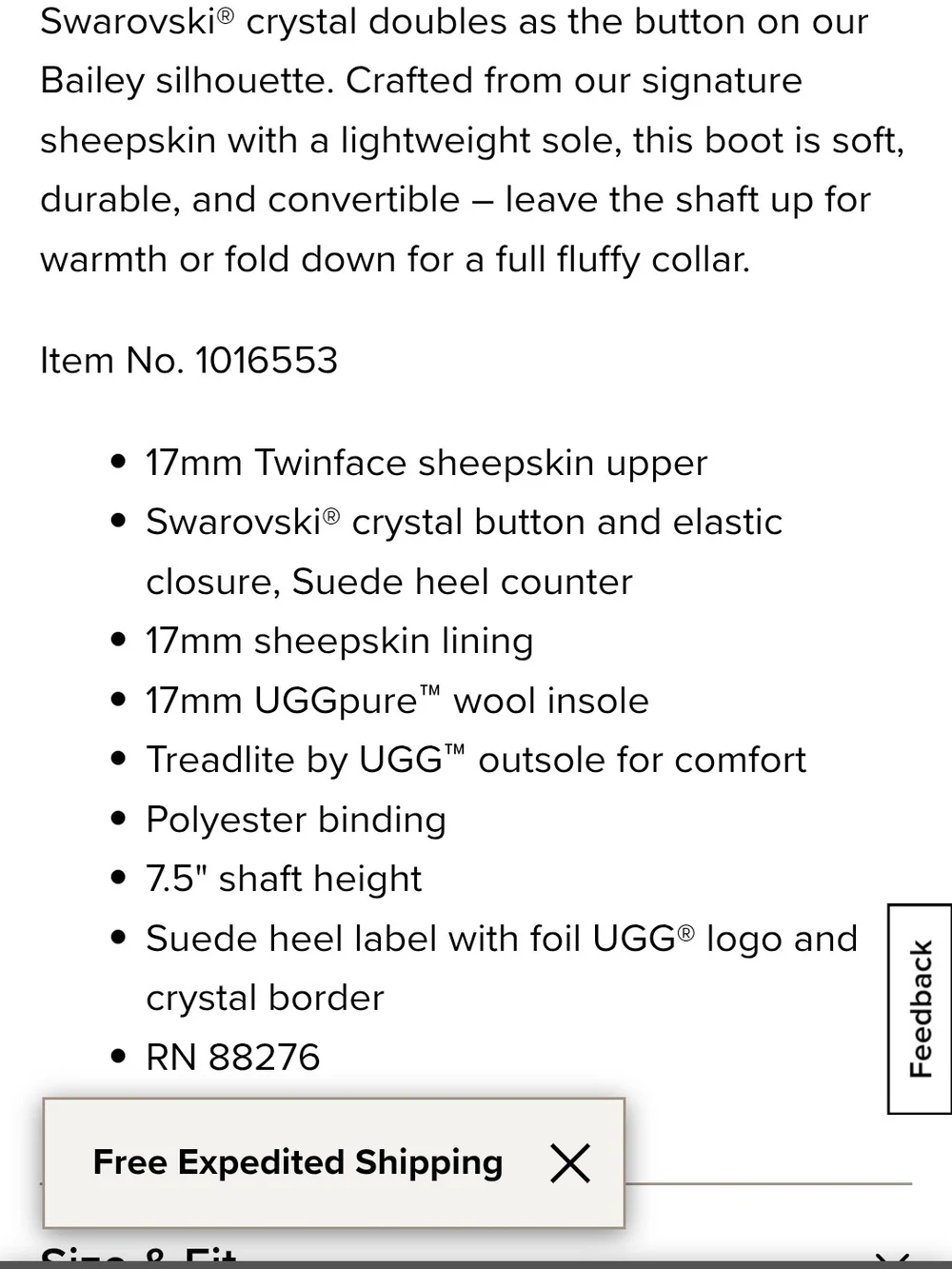 UGG Black Short Bailey Bling Boot With Swarovski Crystal Accents